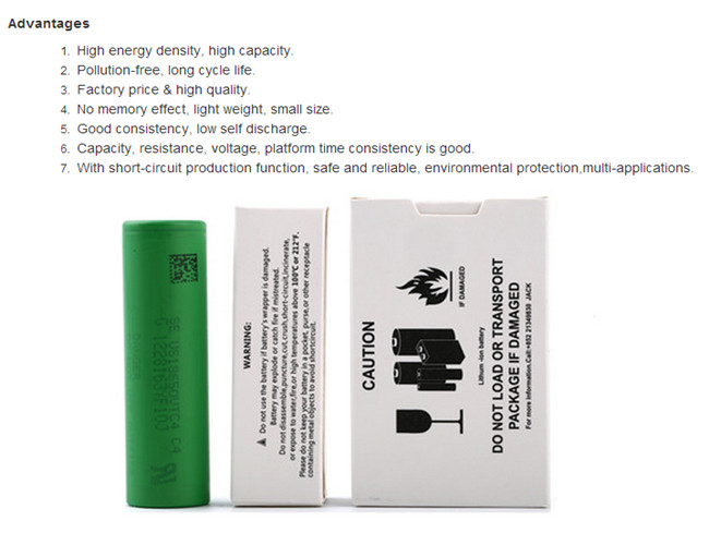 100% authentic 30a 2100mah 18650 US Vtc4 lithium battery us18650 VTC4 For sony